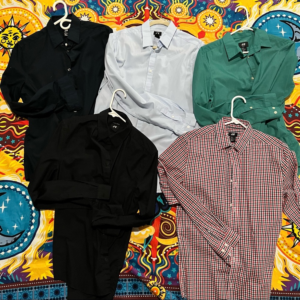 H&M 5 shirt combo bundle pack - button down size Medium long sleeve
